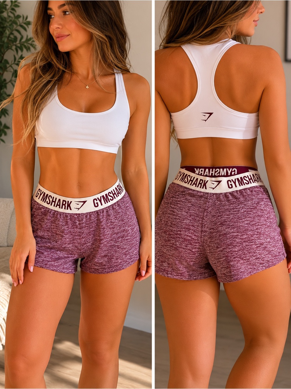 Gymshark Women's Marled Plum Athletic Shorts
